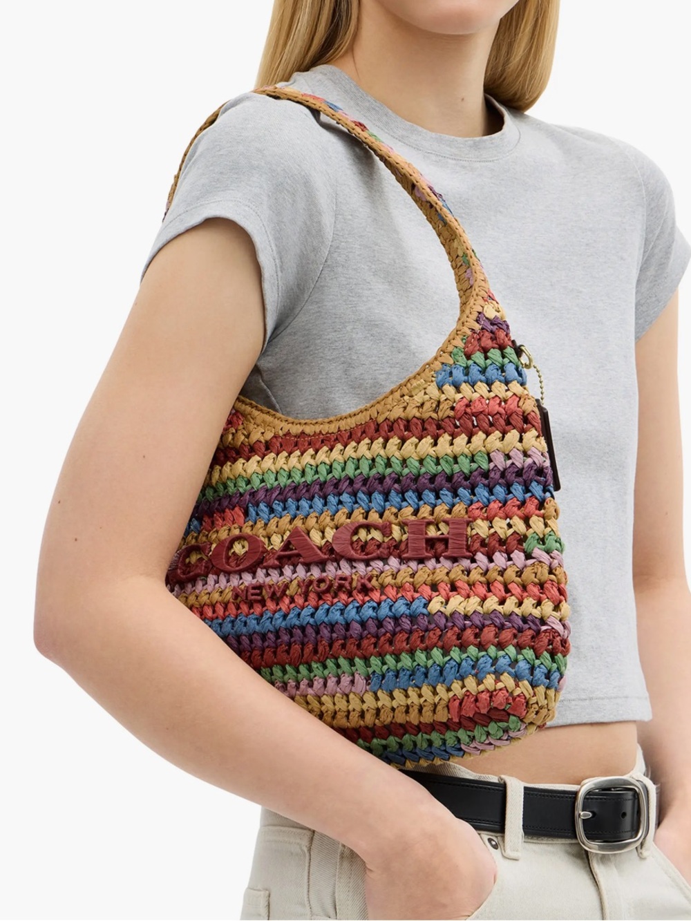Coach Brooklyn 28 Multicolor Woven Shoulder Bag! - Picture 3 of 6